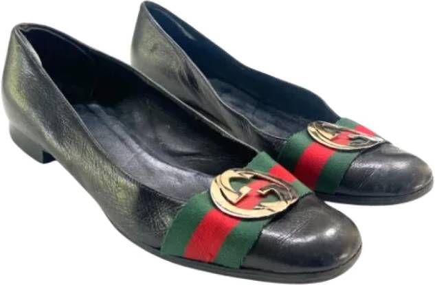 Gucci Vintage Pre-owned Leather flats Black Dames