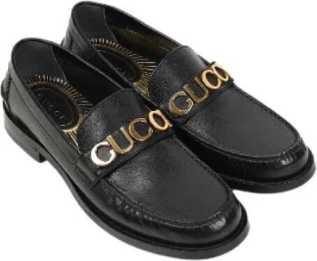 Gucci Vintage Pre-owned Leather flats Black Dames