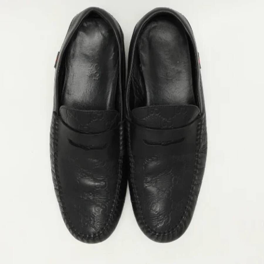 Gucci Vintage Pre-owned Leather flats Black Heren