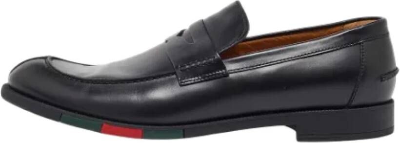 Gucci Vintage Pre-owned Leather flats Black Heren