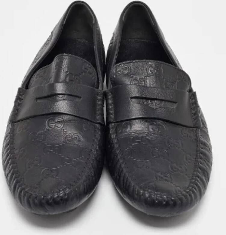 Gucci Vintage Pre-owned Leather flats Black Heren