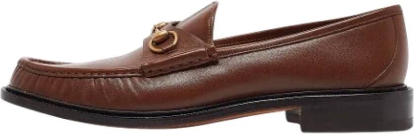 Gucci Vintage Pre-owned Leather flats Brown Heren