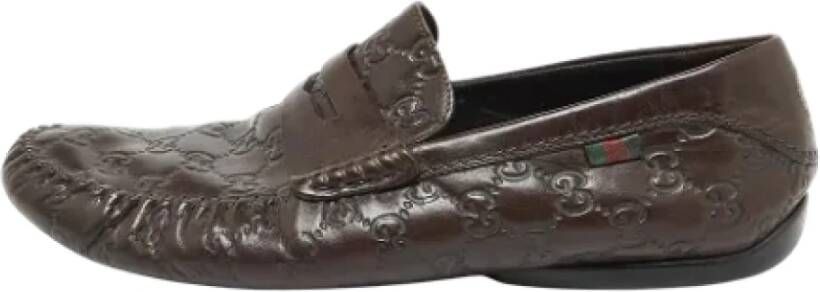 Gucci Vintage Pre-owned Leather flats Brown Heren