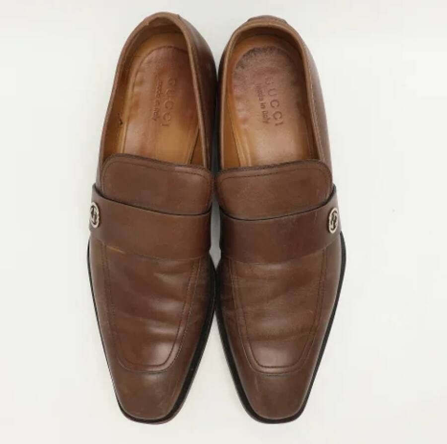 Gucci Vintage Pre-owned Leather flats Brown Heren