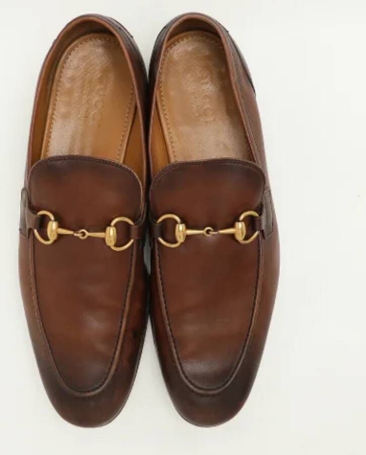 Gucci Vintage Pre-owned Leather flats Brown Heren