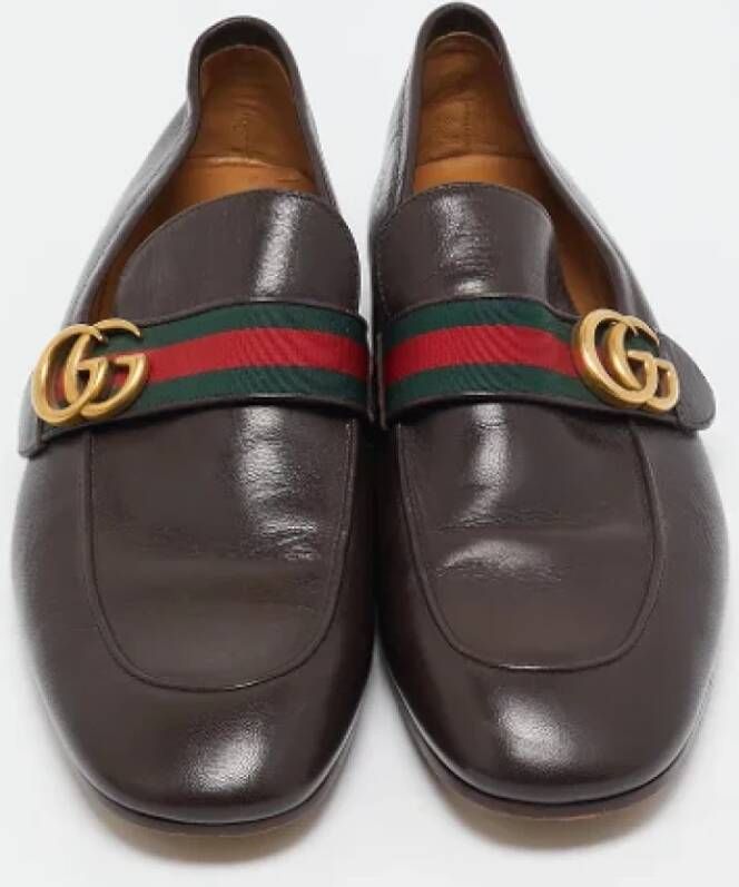 Gucci Vintage Pre-owned Leather flats Brown Heren