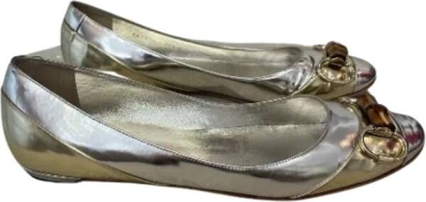 Gucci Vintage Pre-owned Leather flats Gray Dames