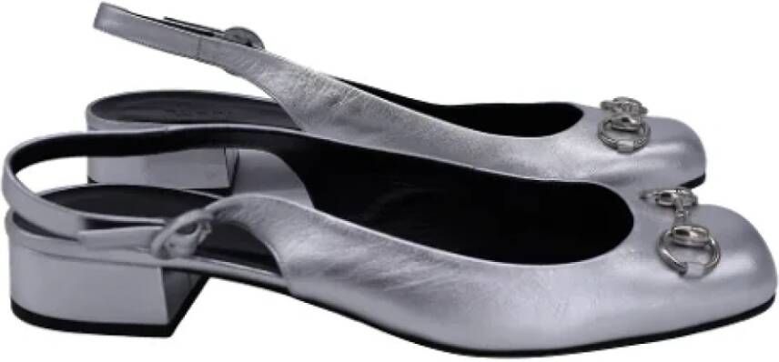 Gucci Vintage Pre-owned Leather flats Gray Dames