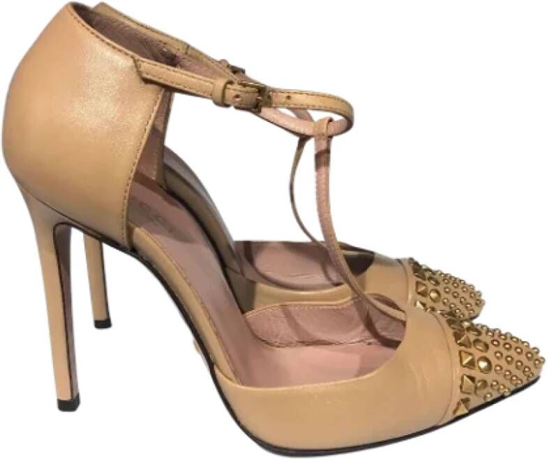 Gucci Vintage Pre-owned Leather heels Beige Dames