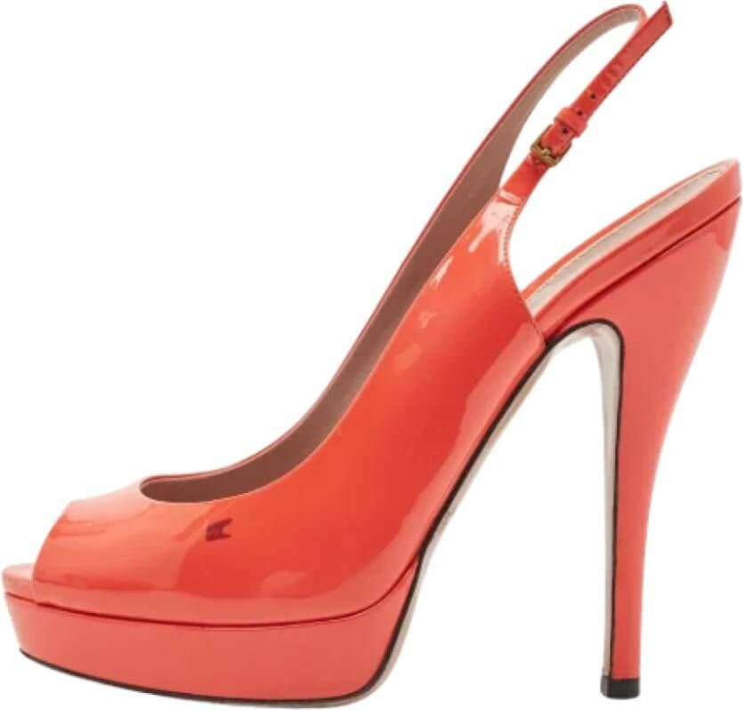 Gucci Vintage Pre-owned Leather heels Orange Dames