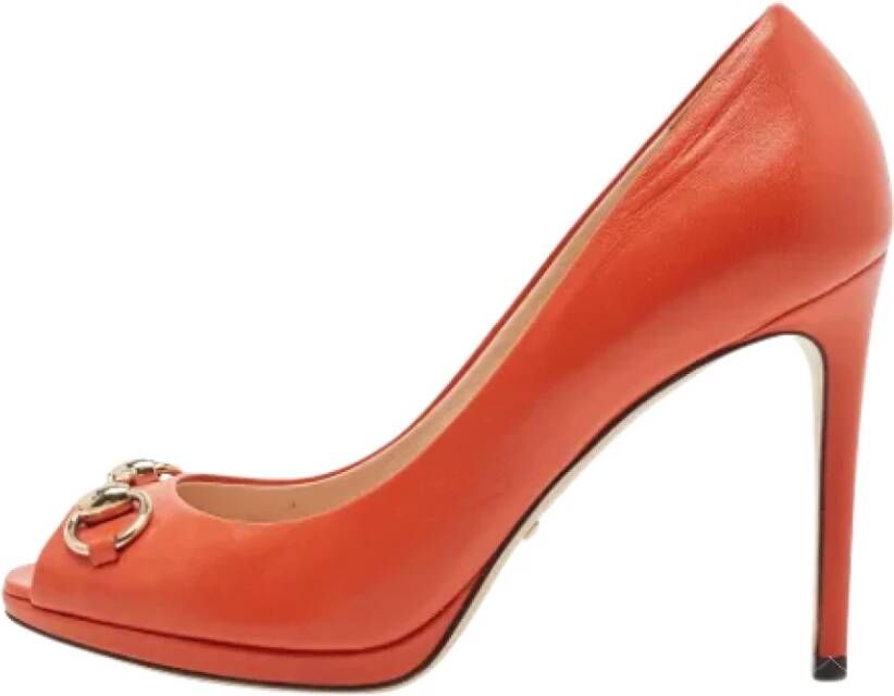 Gucci Vintage Pre-owned Leather heels Orange Dames