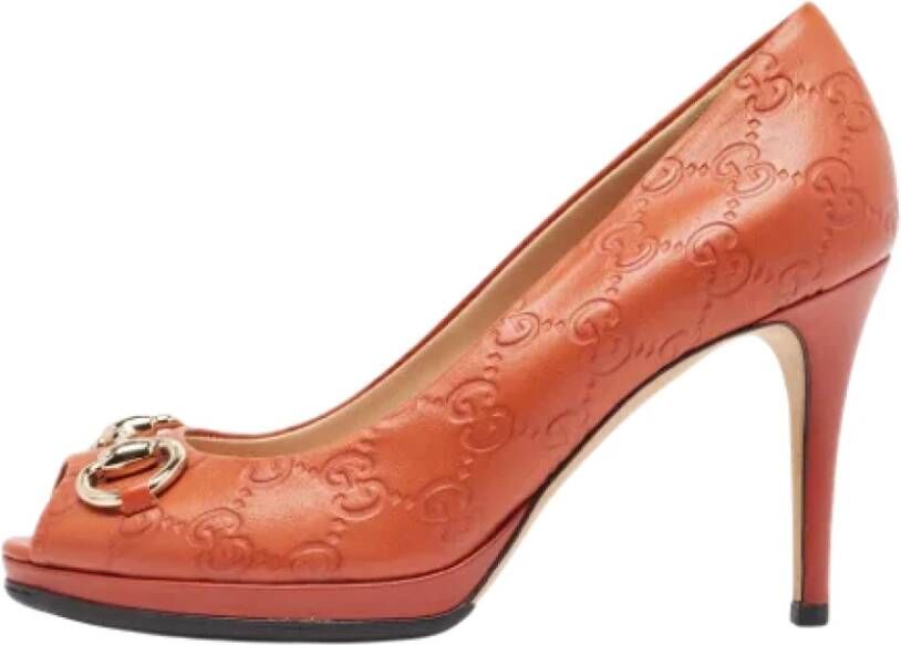 Gucci Vintage Pre-owned Leather heels Orange Dames