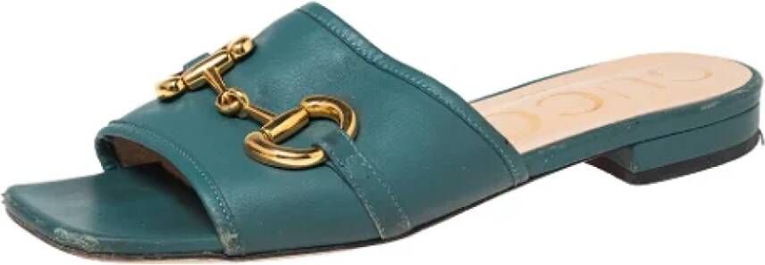 Gucci Vintage Pre-owned Leather sandals Blue Dames