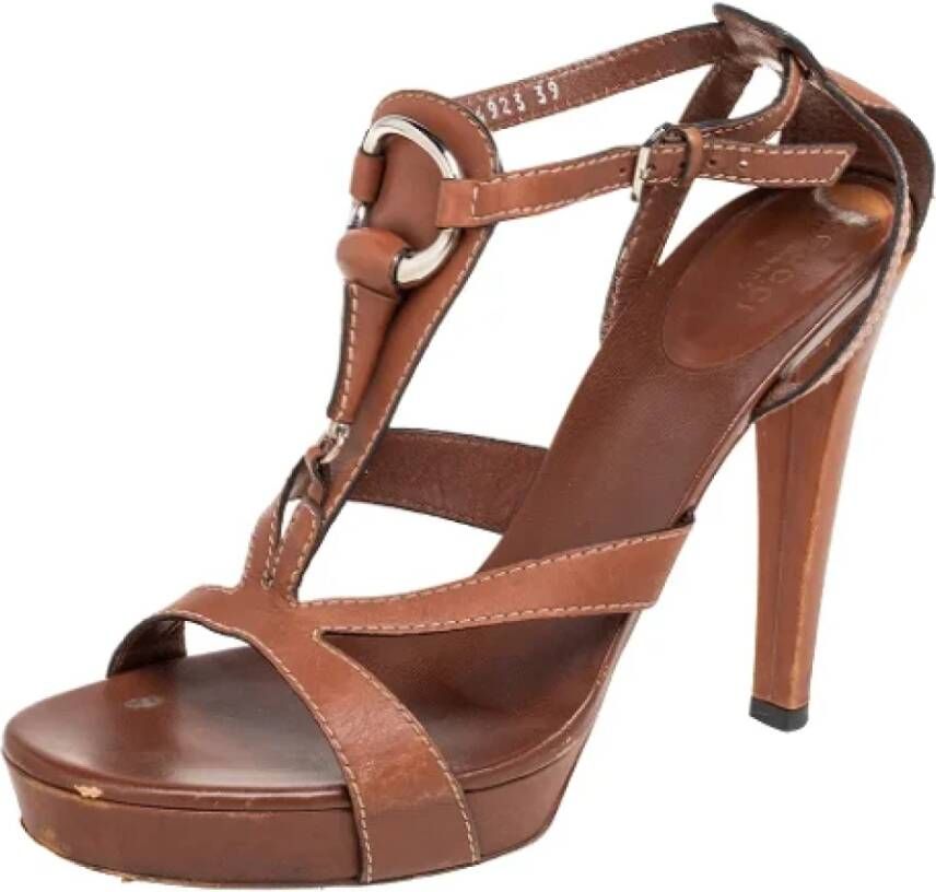 Gucci Vintage Pre-owned Leather sandals Brown Dames