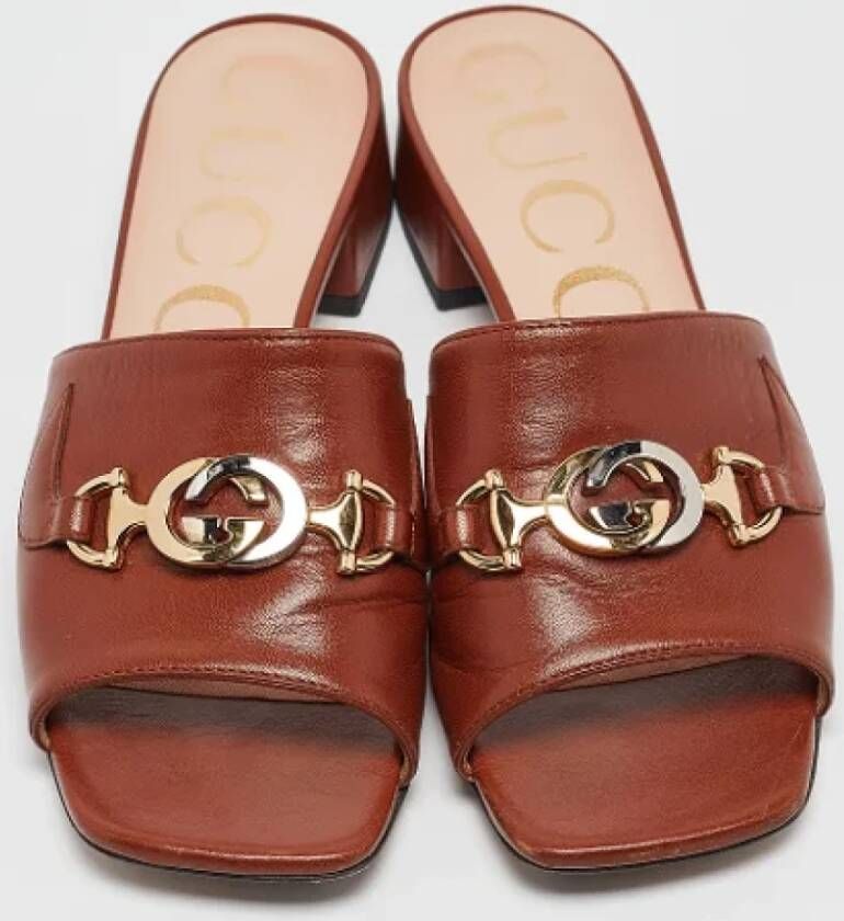 Gucci Vintage Pre-owned Leather sandals Brown Dames