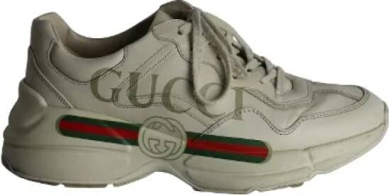 Gucci Vintage Pre-owned Leather sneakers Beige Dames