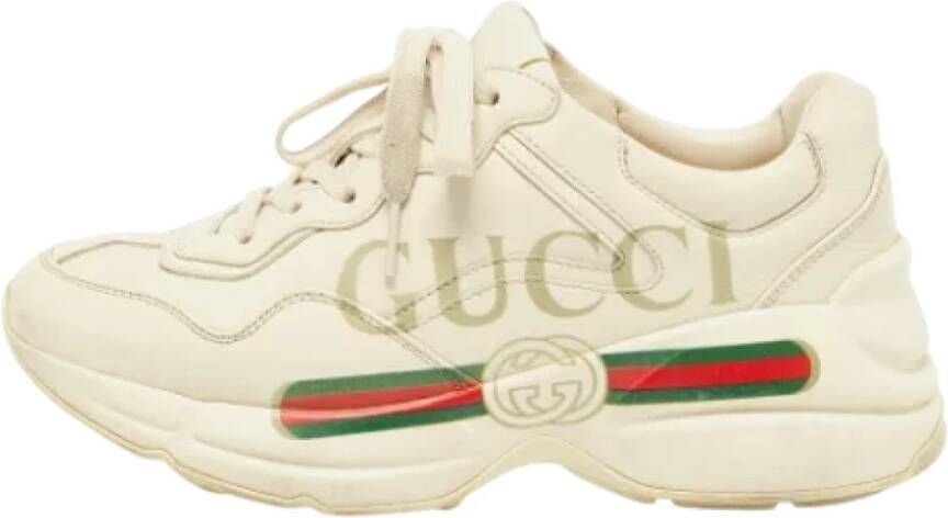 Gucci Vintage Pre-owned Leather sneakers Beige Dames