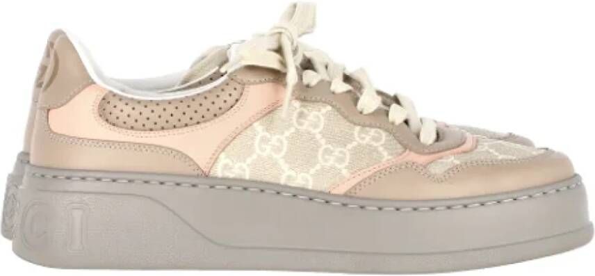 Gucci Vintage Pre-owned Leather sneakers Beige Dames