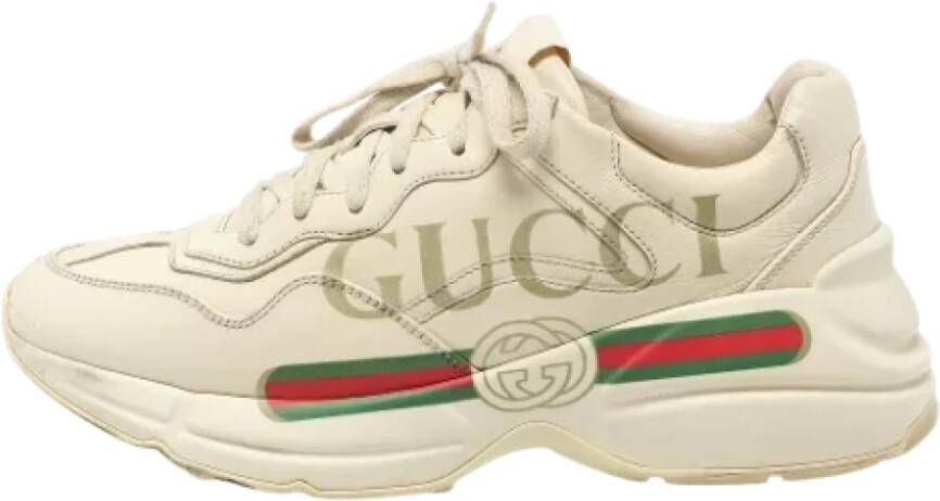 Gucci Vintage Pre-owned Leather sneakers Beige Dames