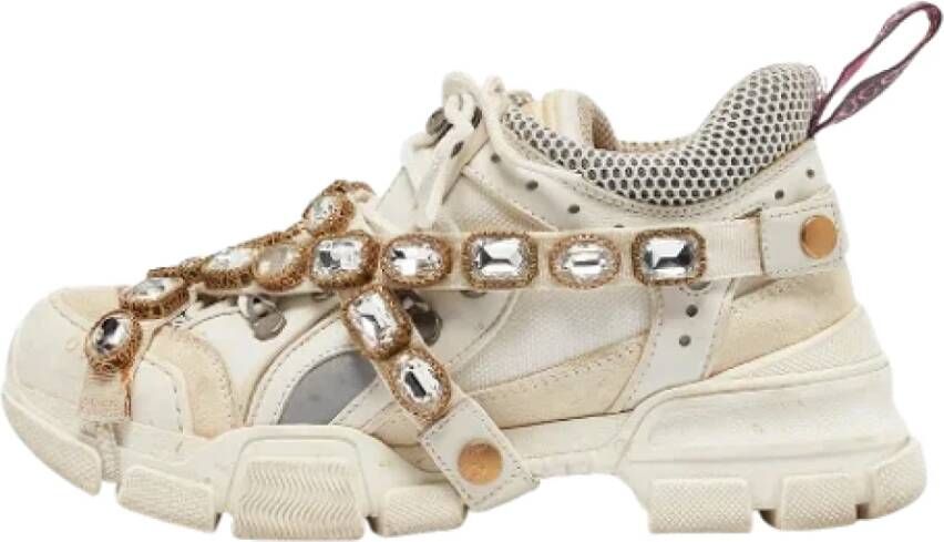 Gucci Vintage Pre-owned Leather sneakers Beige Dames