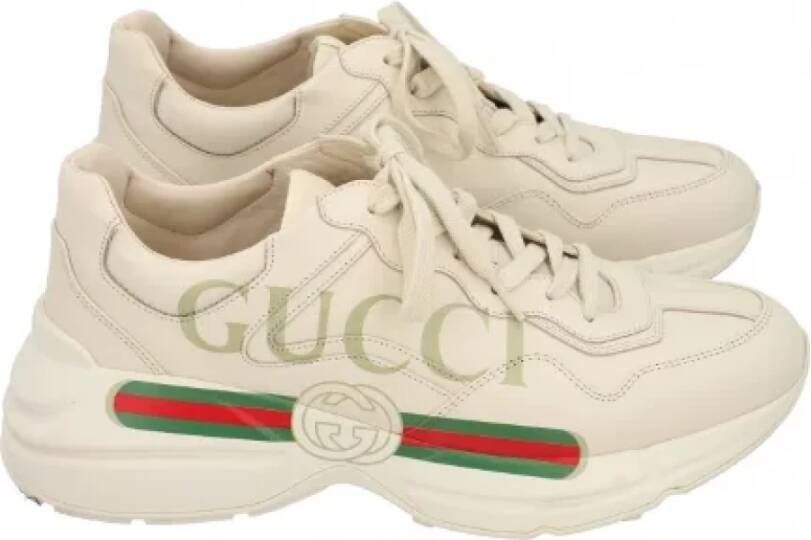 Gucci Vintage Pre-owned Leather sneakers Beige Dames