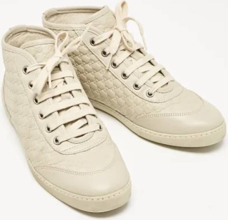 Gucci Vintage Pre-owned Leather sneakers Beige Dames