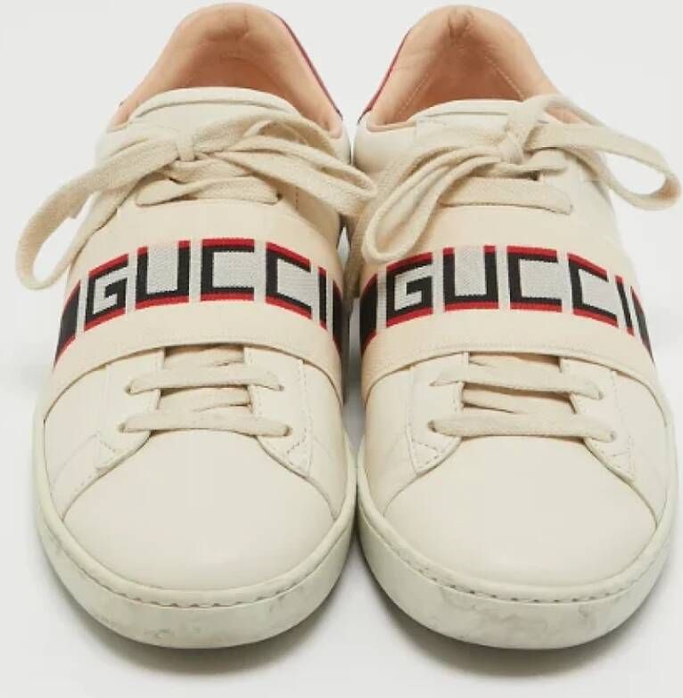 Gucci Vintage Pre-owned Leather sneakers Beige Dames