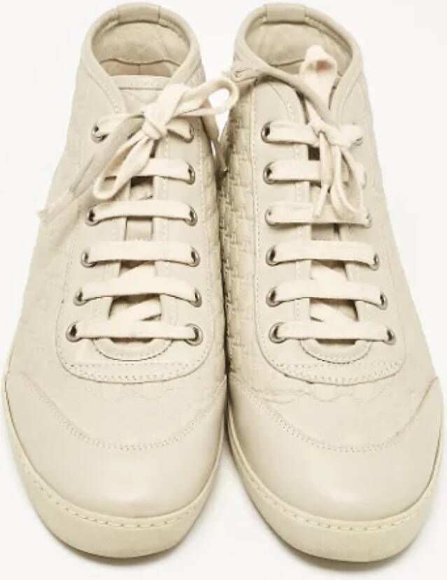 Gucci Vintage Pre-owned Leather sneakers Beige Dames