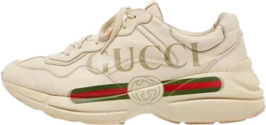 Gucci Vintage Pre-owned Leather sneakers Beige Heren