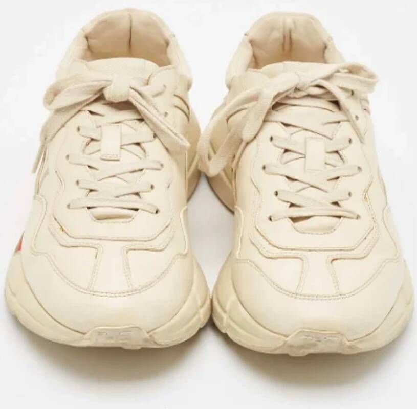 Gucci Vintage Pre-owned Leather sneakers Beige Heren