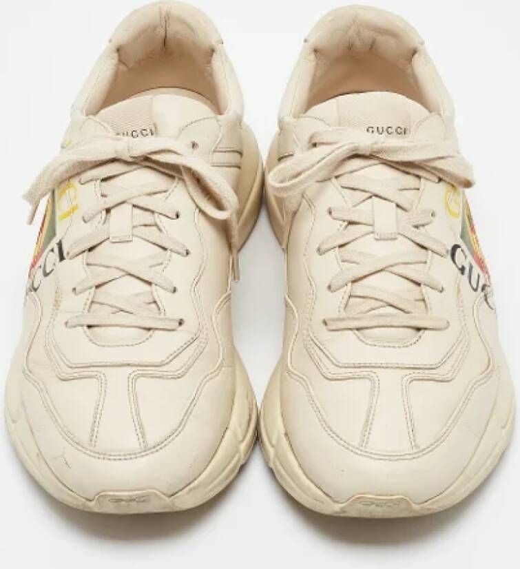 Gucci Vintage Pre-owned Leather sneakers Beige Heren