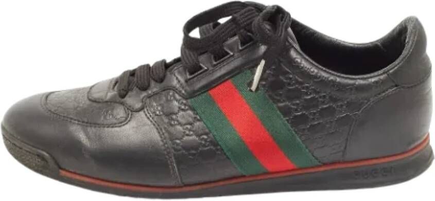 Gucci Vintage Pre-owned Leather sneakers Black Dames