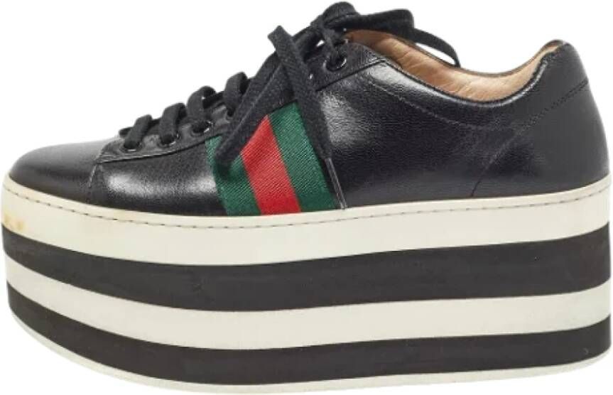 Gucci Vintage Pre-owned Leather sneakers Black Dames