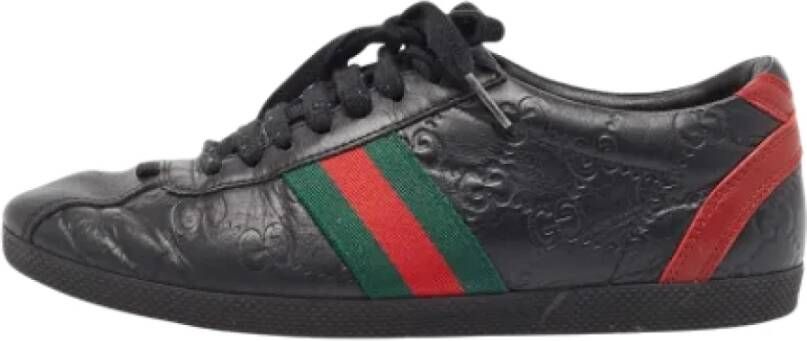 Gucci Vintage Pre-owned Leather sneakers Black Dames