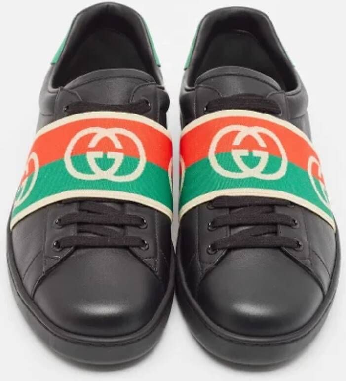 Gucci Vintage Pre-owned Leather sneakers Black Dames