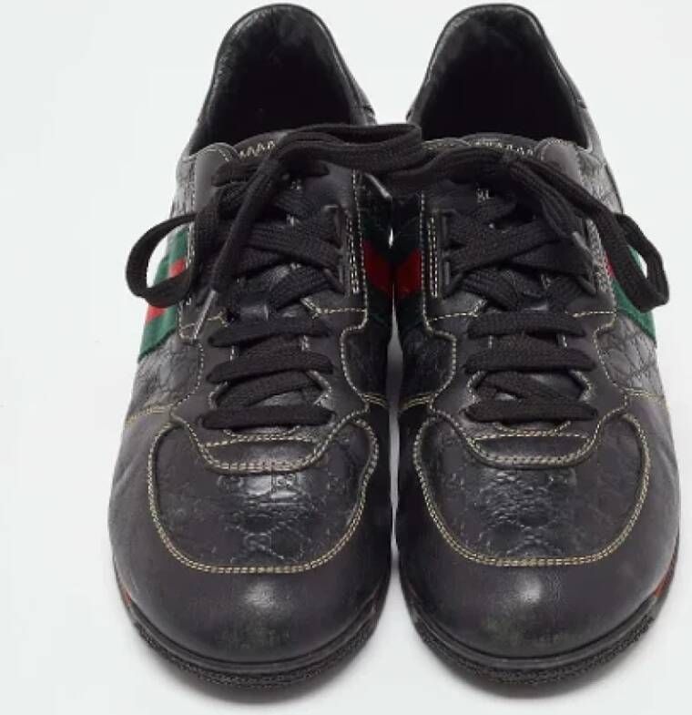 Gucci Vintage Pre-owned Leather sneakers Black Dames