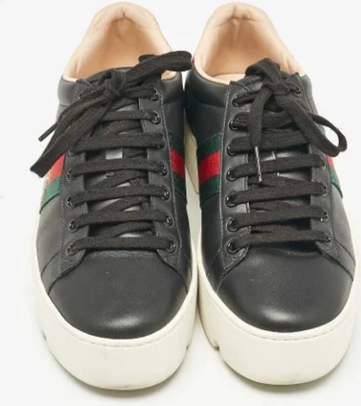 Gucci Vintage Pre-owned Leather sneakers Black Dames