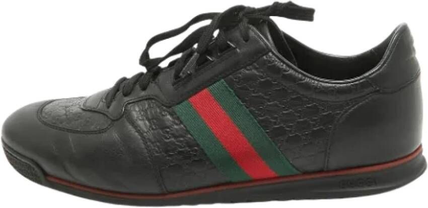 Gucci Vintage Pre-owned Leather sneakers Black Heren