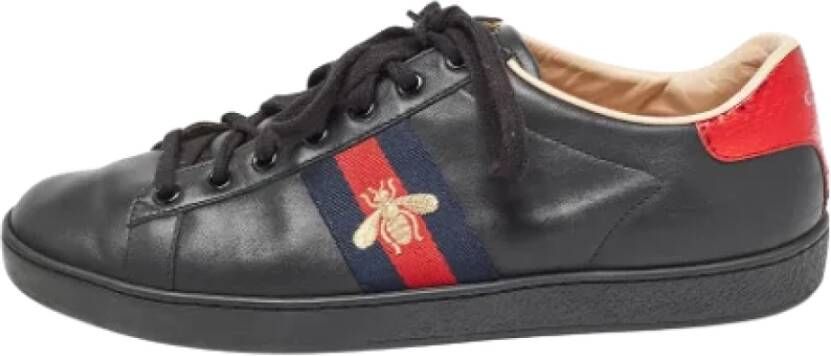Gucci Vintage Pre-owned Leather sneakers Black Heren