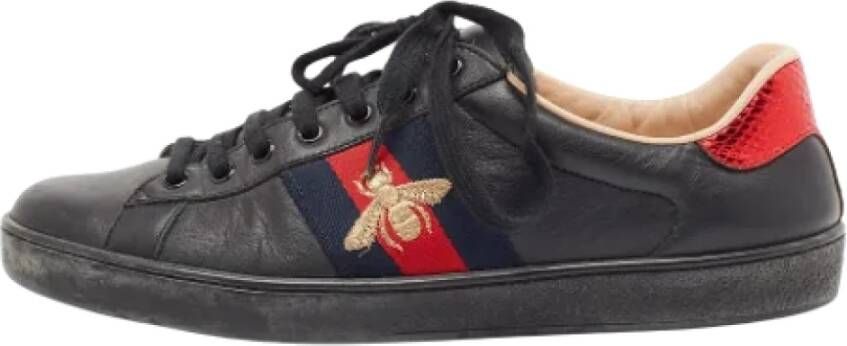 Gucci Vintage Pre-owned Leather sneakers Black Heren