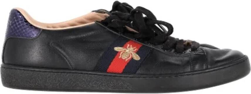 Gucci Vintage Pre-owned Leather sneakers Black Heren