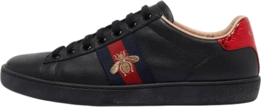 Gucci Vintage Pre-owned Leather sneakers Black Heren