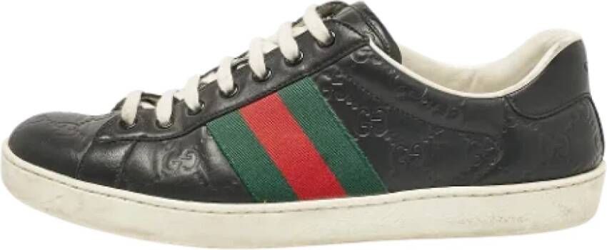 Gucci Vintage Pre-owned Leather sneakers Black Heren