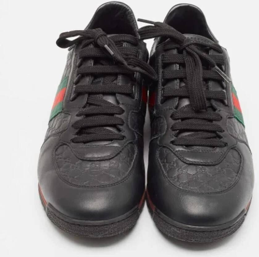 Gucci Vintage Pre-owned Leather sneakers Black Heren