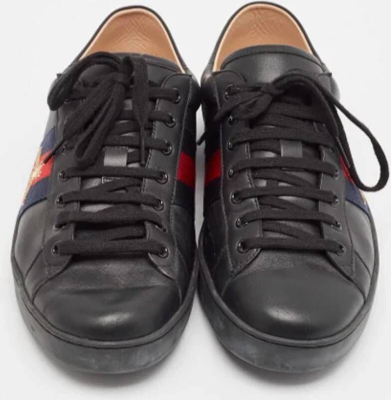 Gucci Vintage Pre-owned Leather sneakers Black Heren