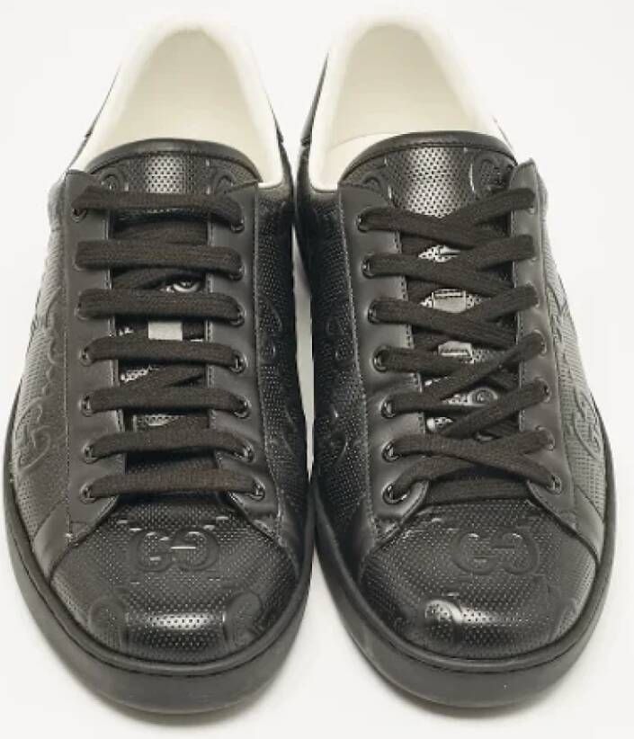 Gucci Vintage Pre-owned Leather sneakers Black Heren