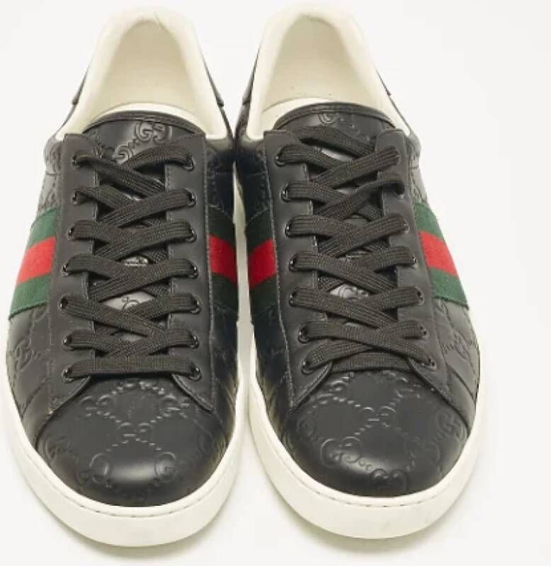 Gucci Vintage Pre-owned Leather sneakers Black Heren