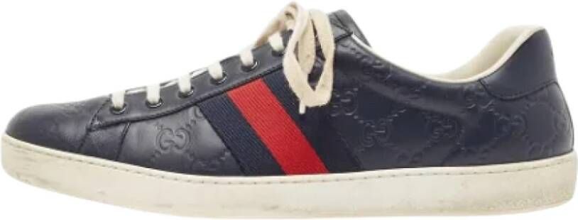 Gucci Vintage Pre-owned Leather sneakers Blue Heren