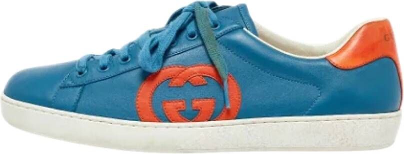 Gucci Vintage Pre-owned Leather sneakers Blue Heren