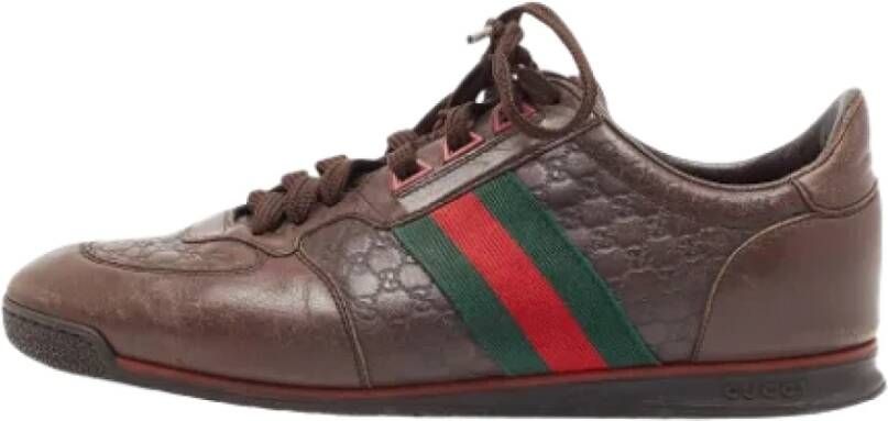 Gucci Vintage Pre-owned Leather sneakers Brown Dames